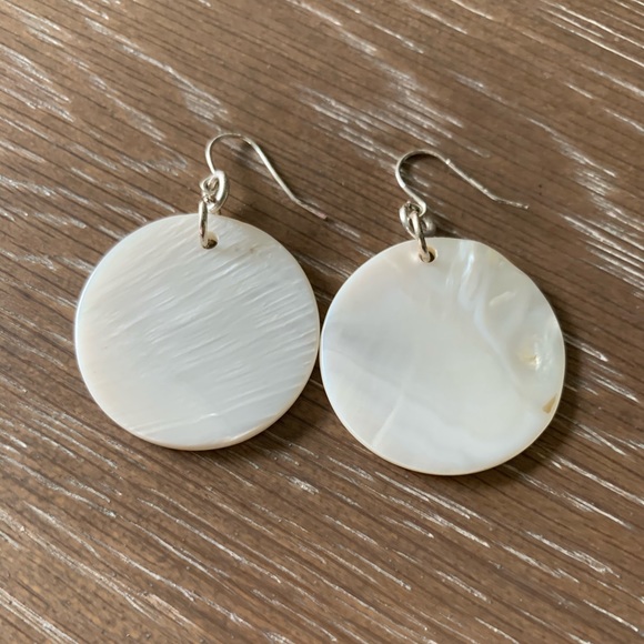 White Disk Earrings - Picture 1 of 8